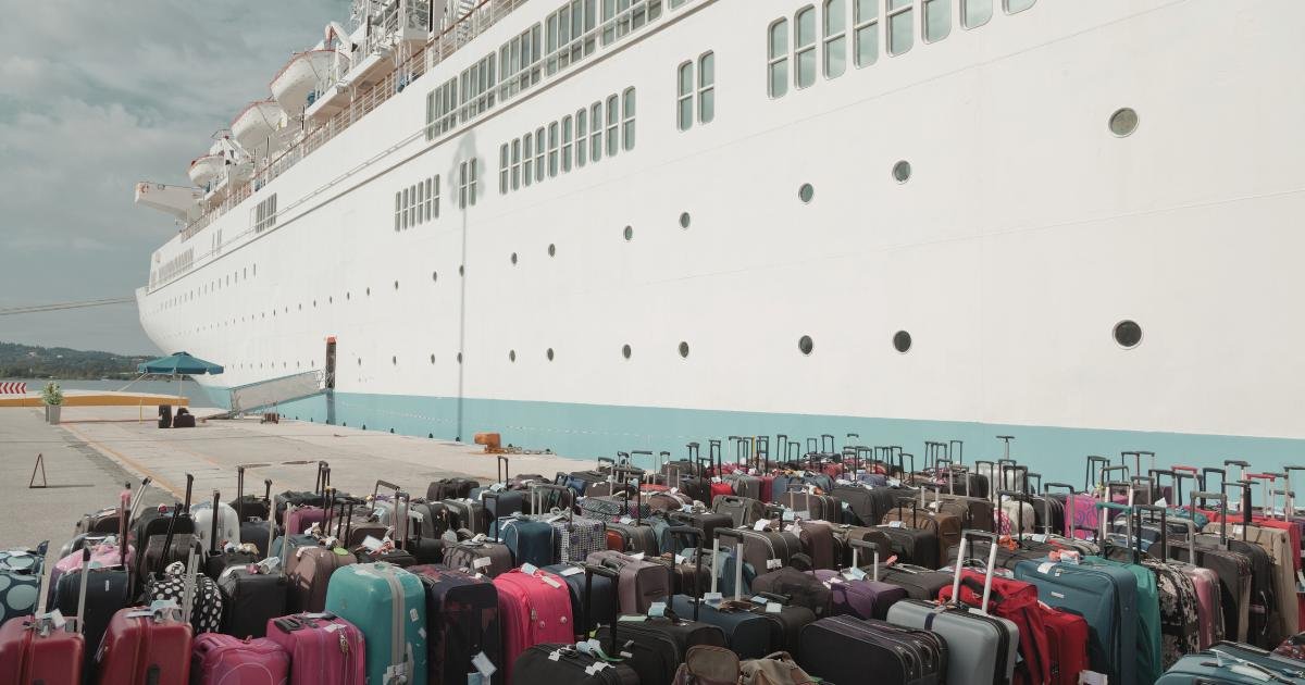 luggage waiting to board cruise ship